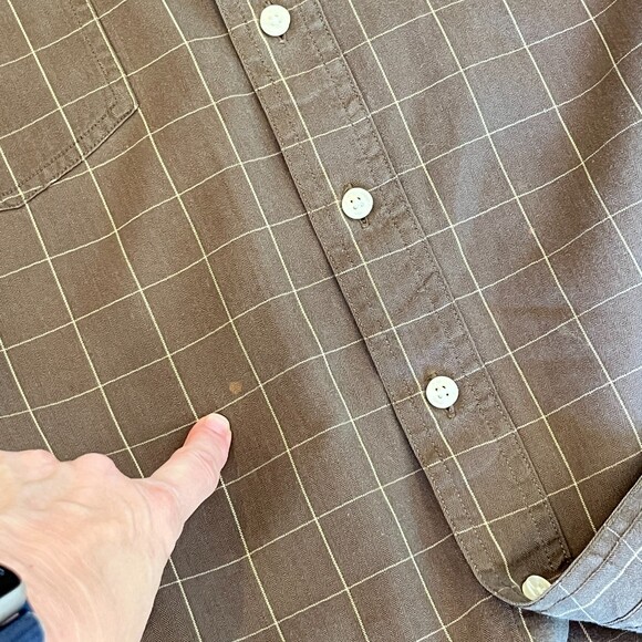 Stetson Brown White Windowpane Western Shirt Button Front Two Pocket Medium - Picture 7 of 7